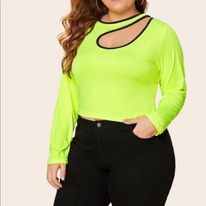 Plus Neon Lime Contrast Binding Asymmetrical tee